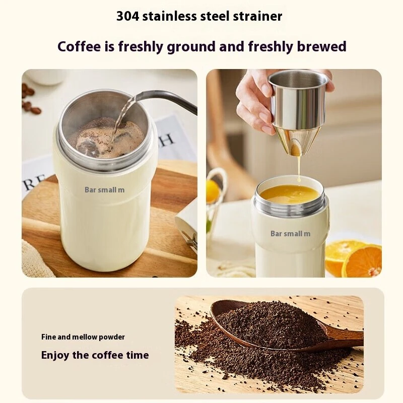 (image for) Bear Portable Blender Cup 300ml Hot & Cold Insulated Smoothie Juicer Cup 10-Blade Ice Crushing USB Rechargeable for Travel & Home