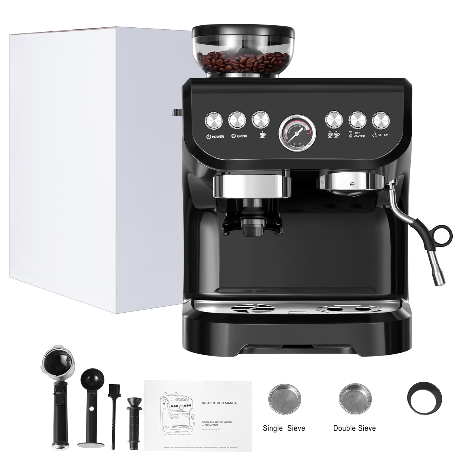 US-Direct-AC-517E-15Bar-1100W-110V-Espresso-Coffee-Makers-With-Grinder-Machine-Electric-Commercial-C-2009567